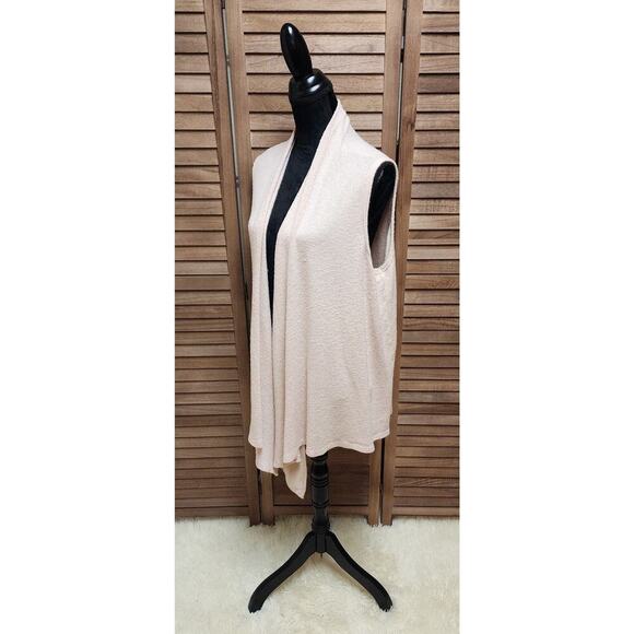 Green Envelope 2X Pink Vest Asymmetric Sleeveless Cardigan Open Front Draped - Picture 4 of 7